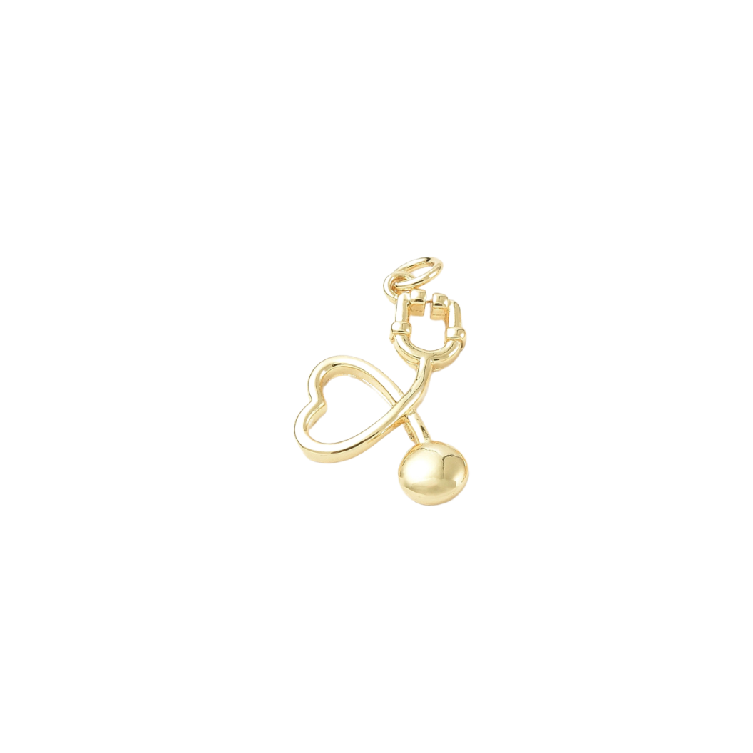 Gold Heart Stethoscope Charm