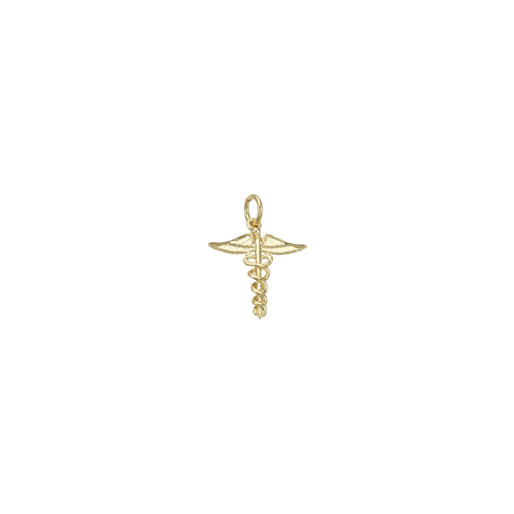 Gold Caduceus Symbol Charm