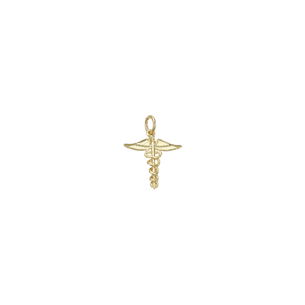 Gold Caduceus Symbol Charm