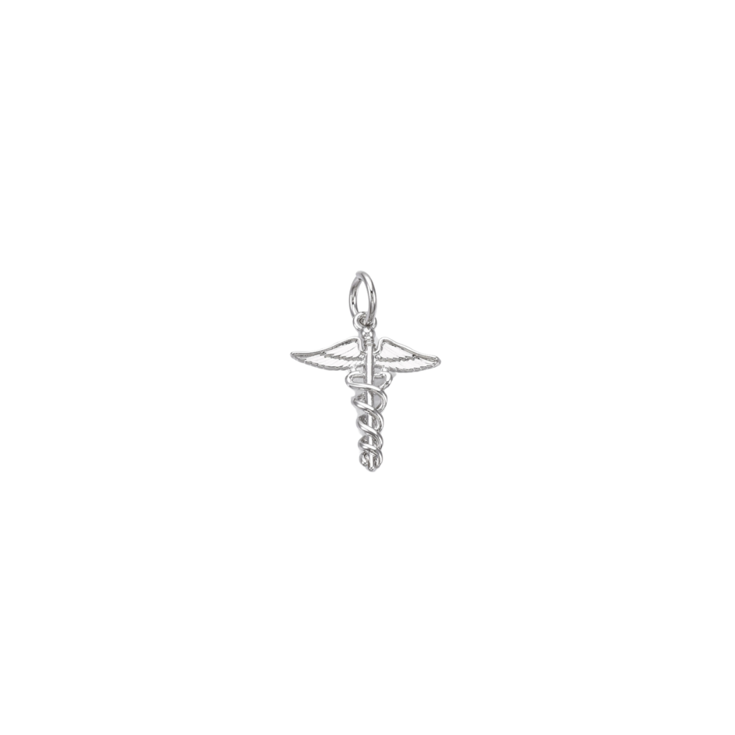Silver Caduceus Symbol Charm