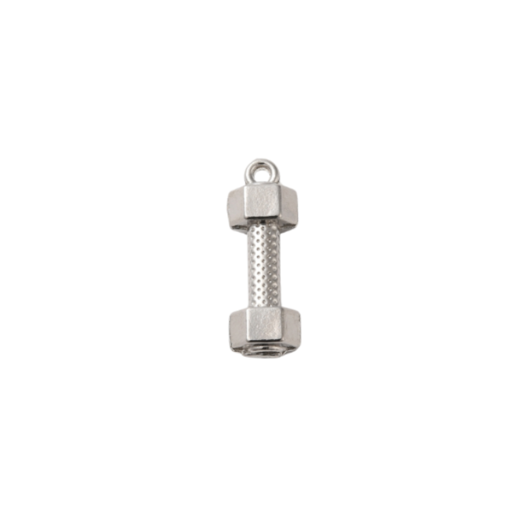 Metallic hex nut on a white background