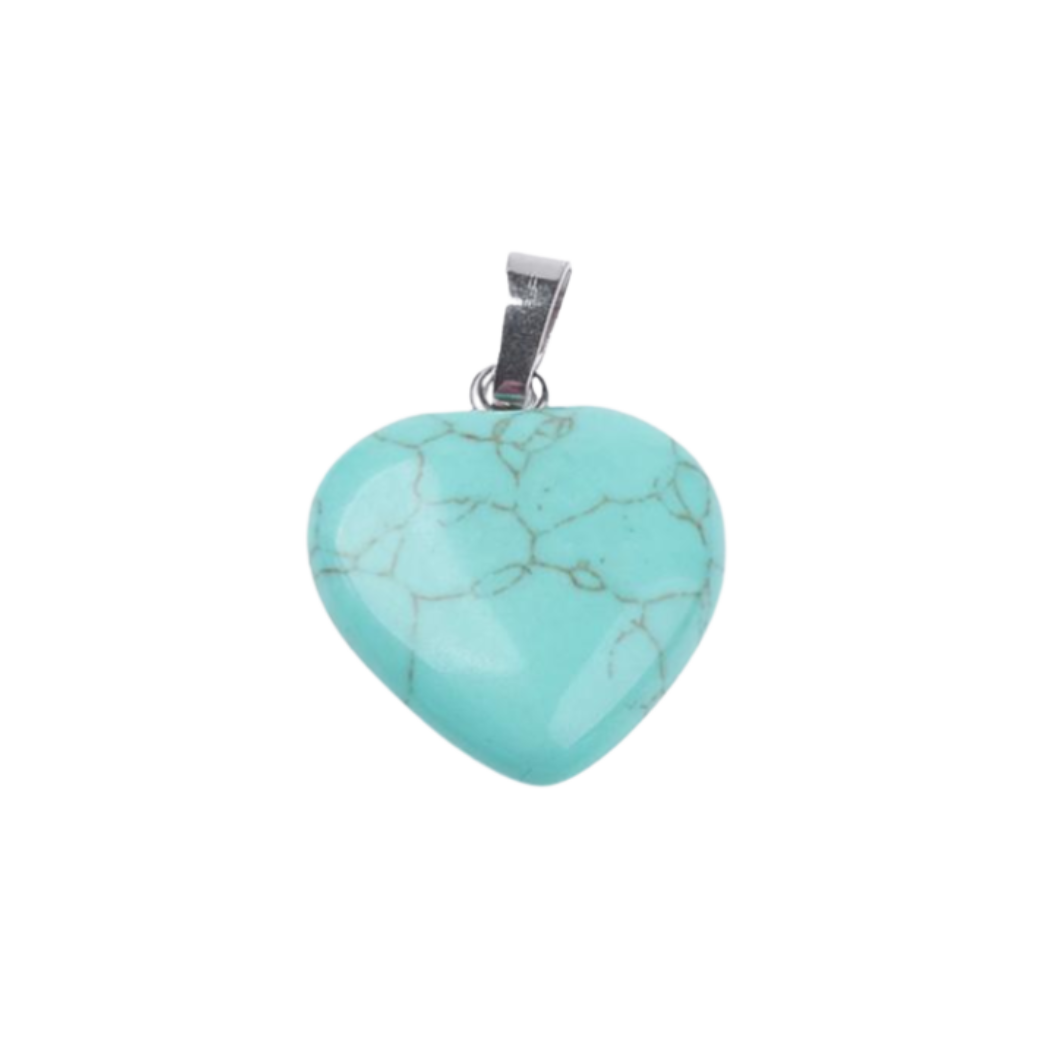 Silver Turquoise Heart Charm