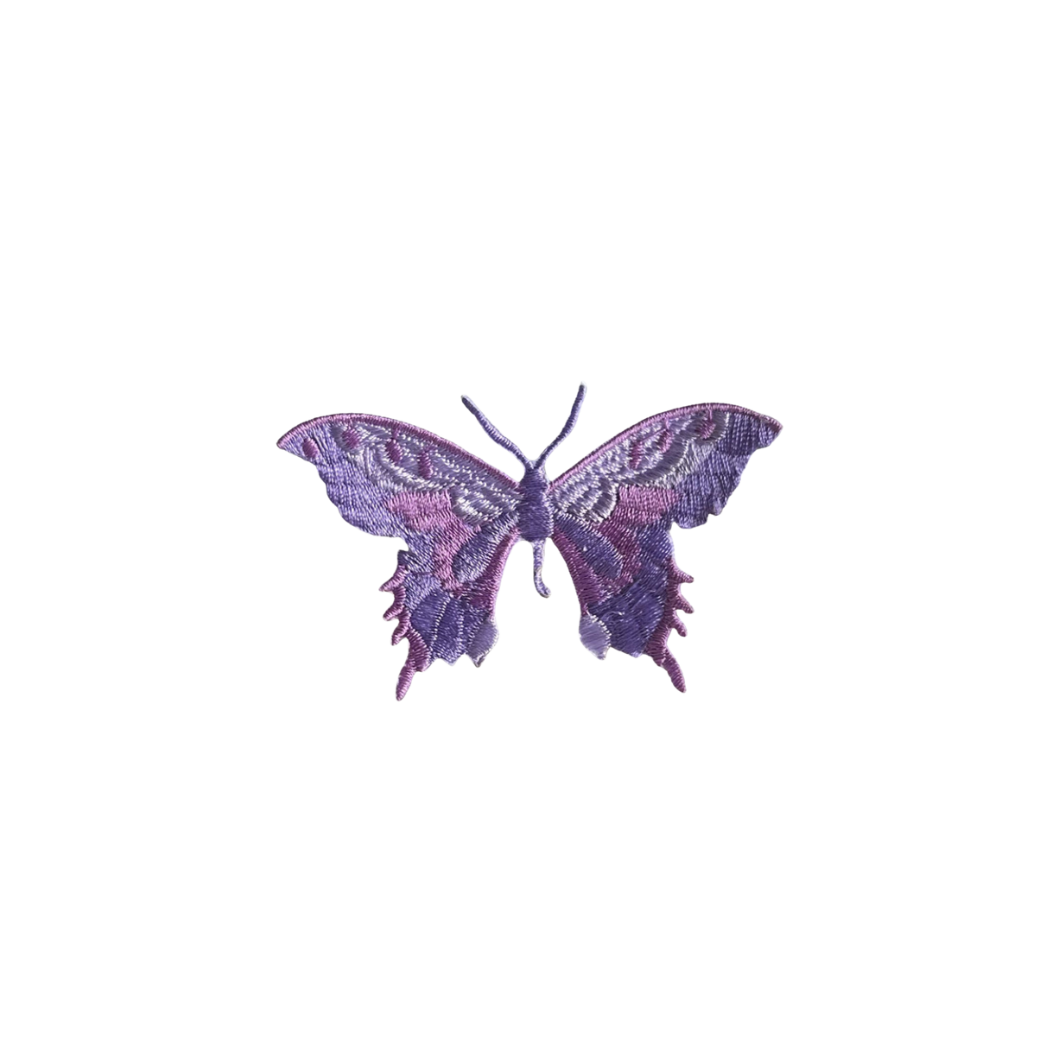 Purple butterfly design on a white background