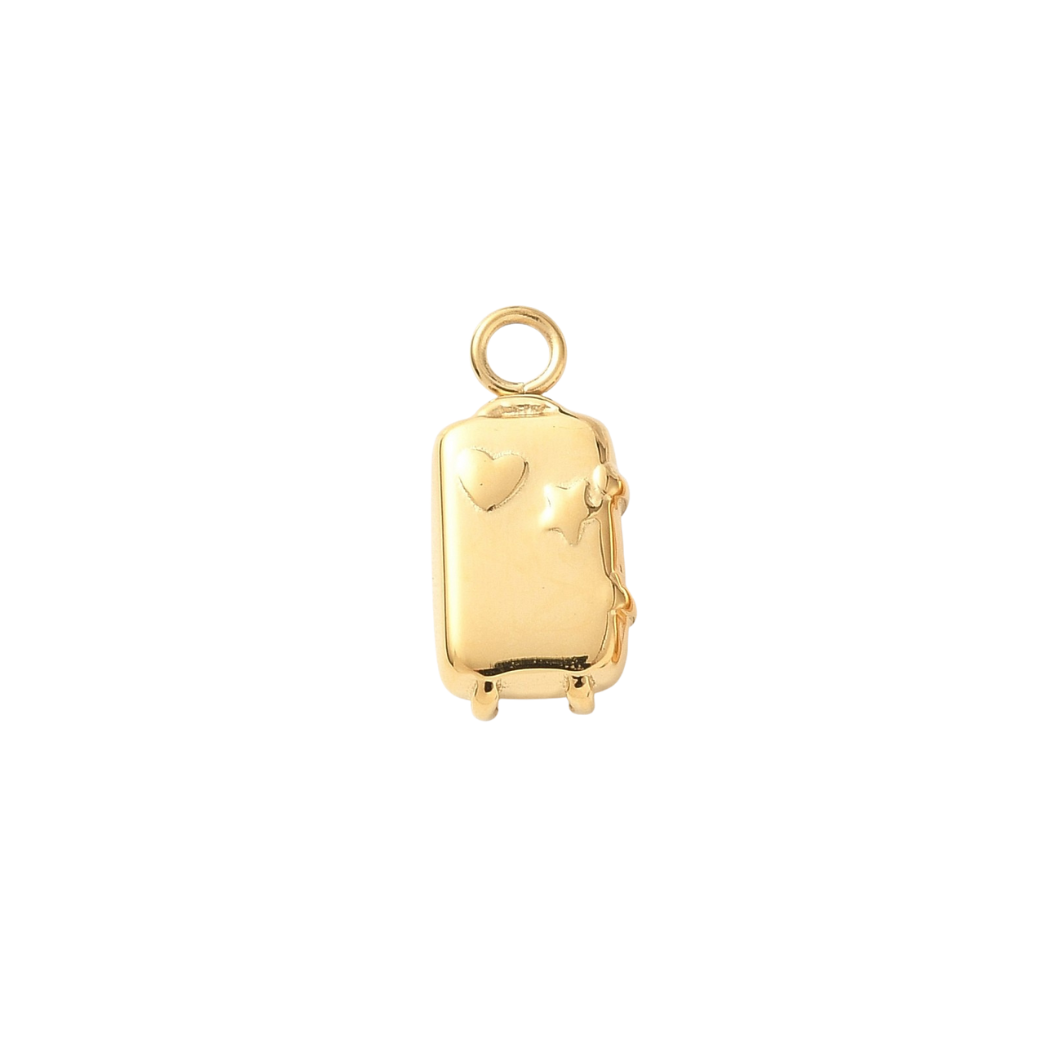 Gold Let's Travel Suitcase Charm