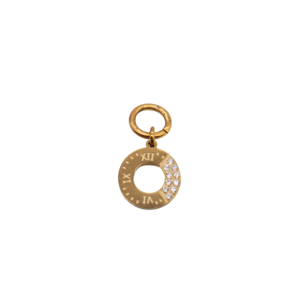 Gold Roman Radiance Ring with Cubic Zirconia Charm