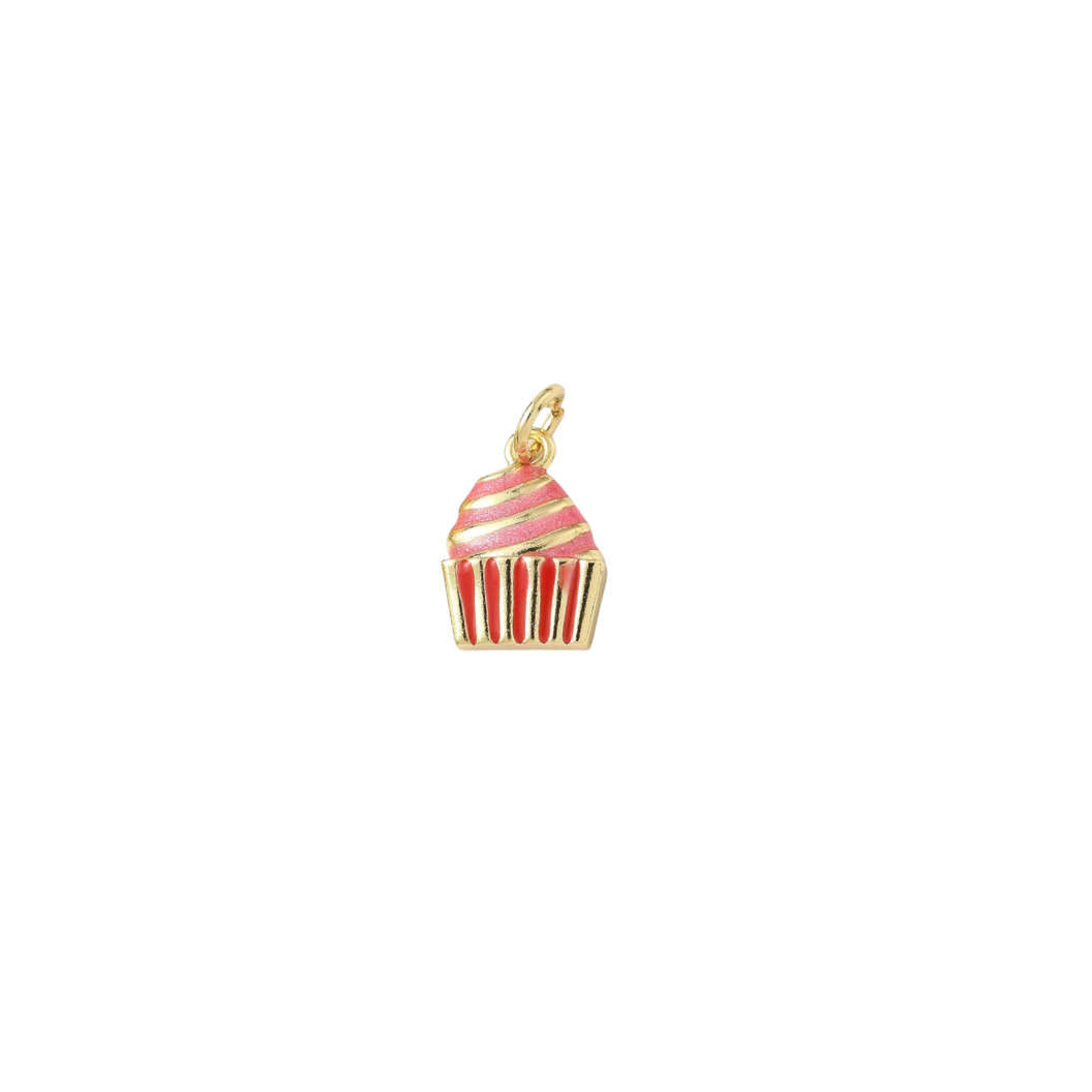 Gold Frosted Swirl Cupcake Charm