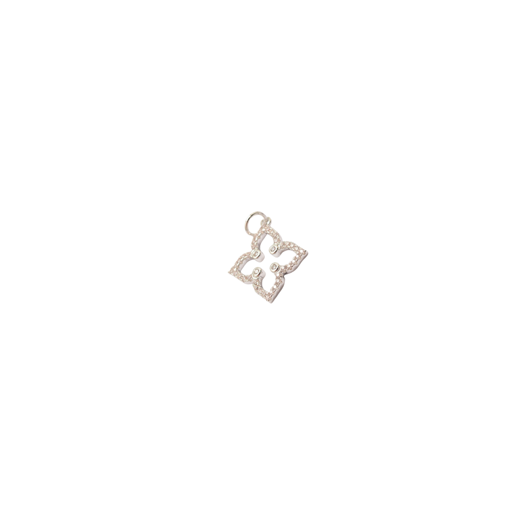Silver Pave' 4-Point Flower Charm