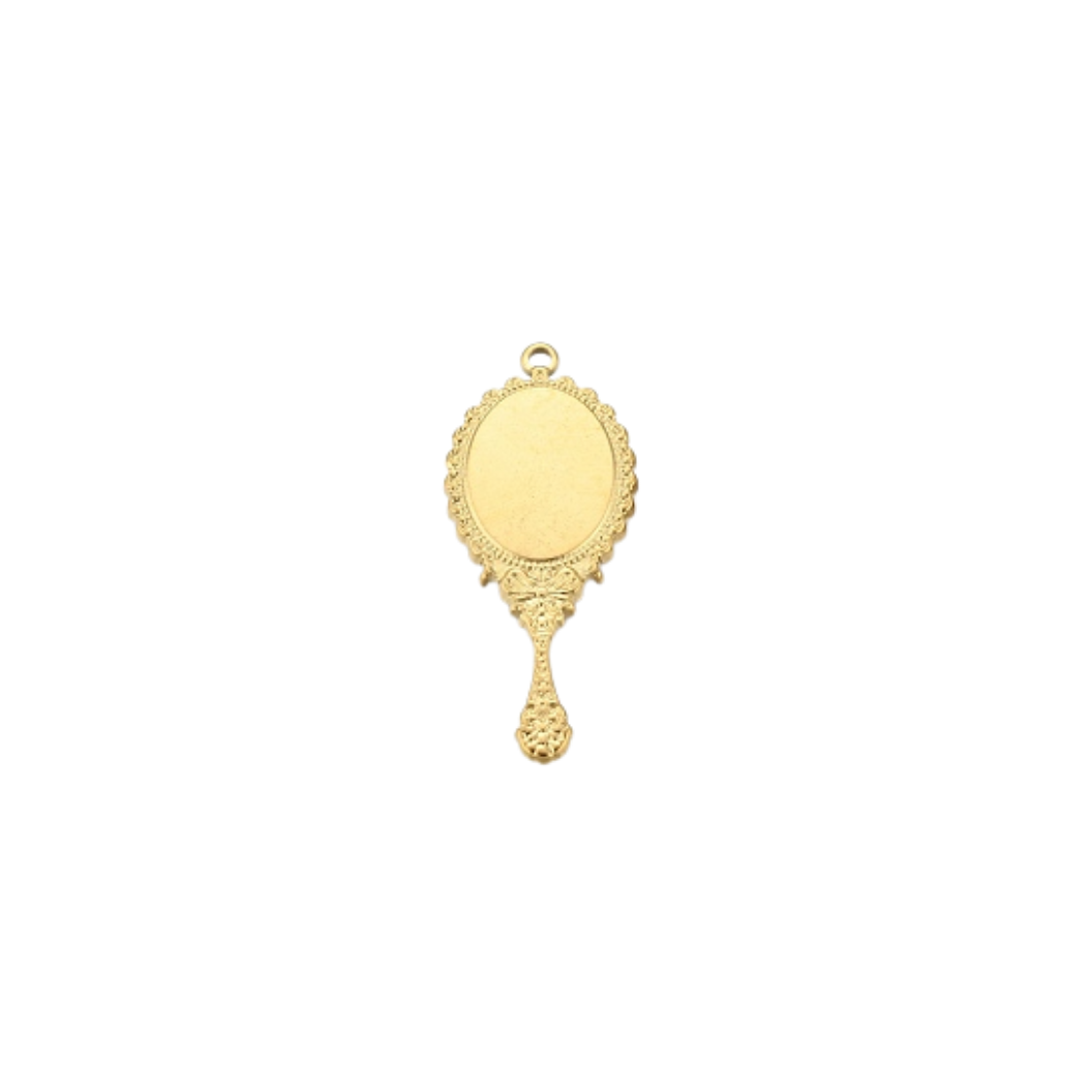 Gold Vintage Hand Mirror on transparent background