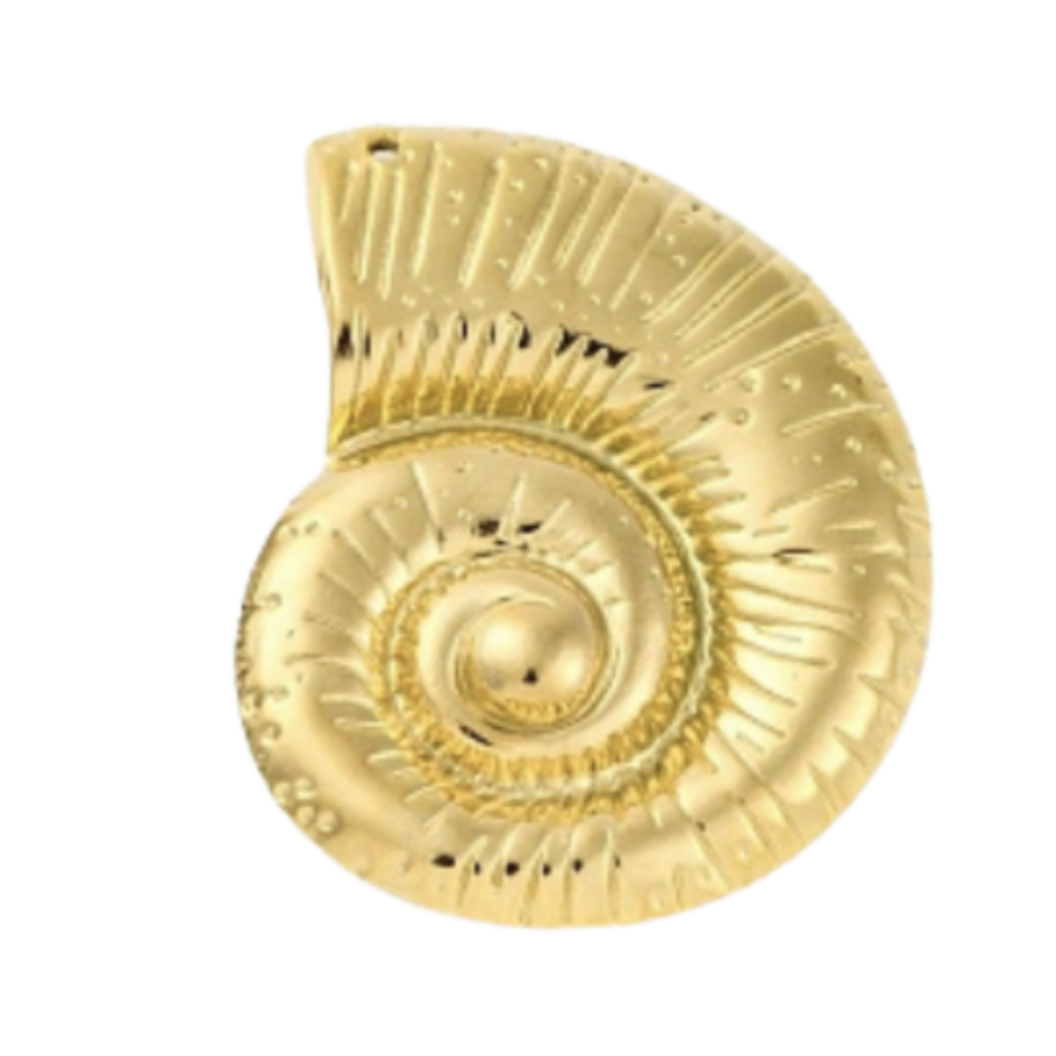 Gold Oceanic Conch Charm | Waterproof Stainless Steel