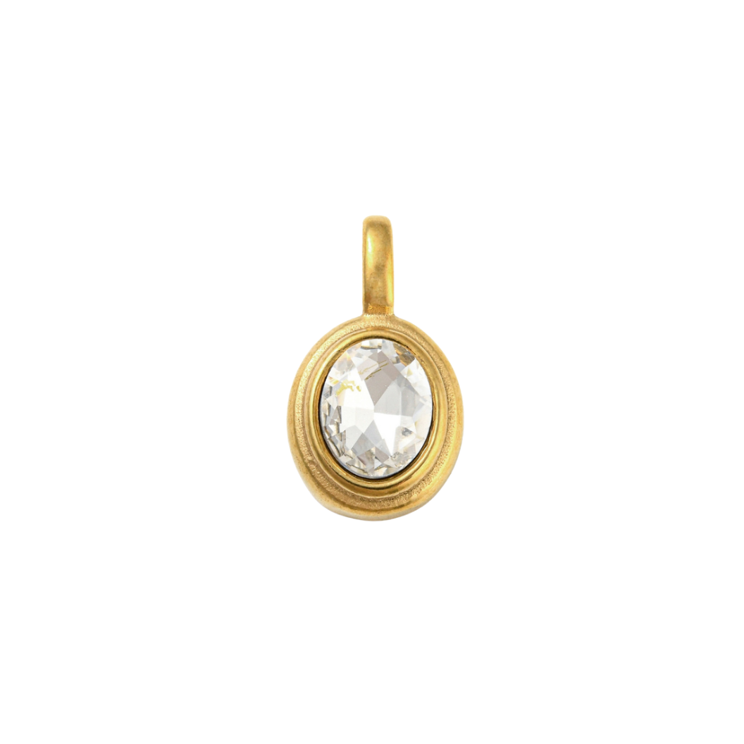 Gold Oval Framed Glass Stone Charm