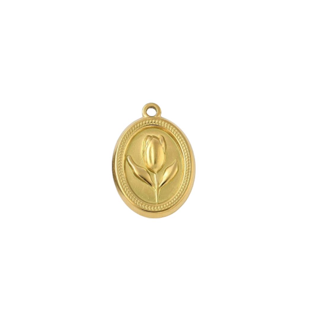Gold Darling Tulip Frame Charm | Waterproof Stainless Steel
