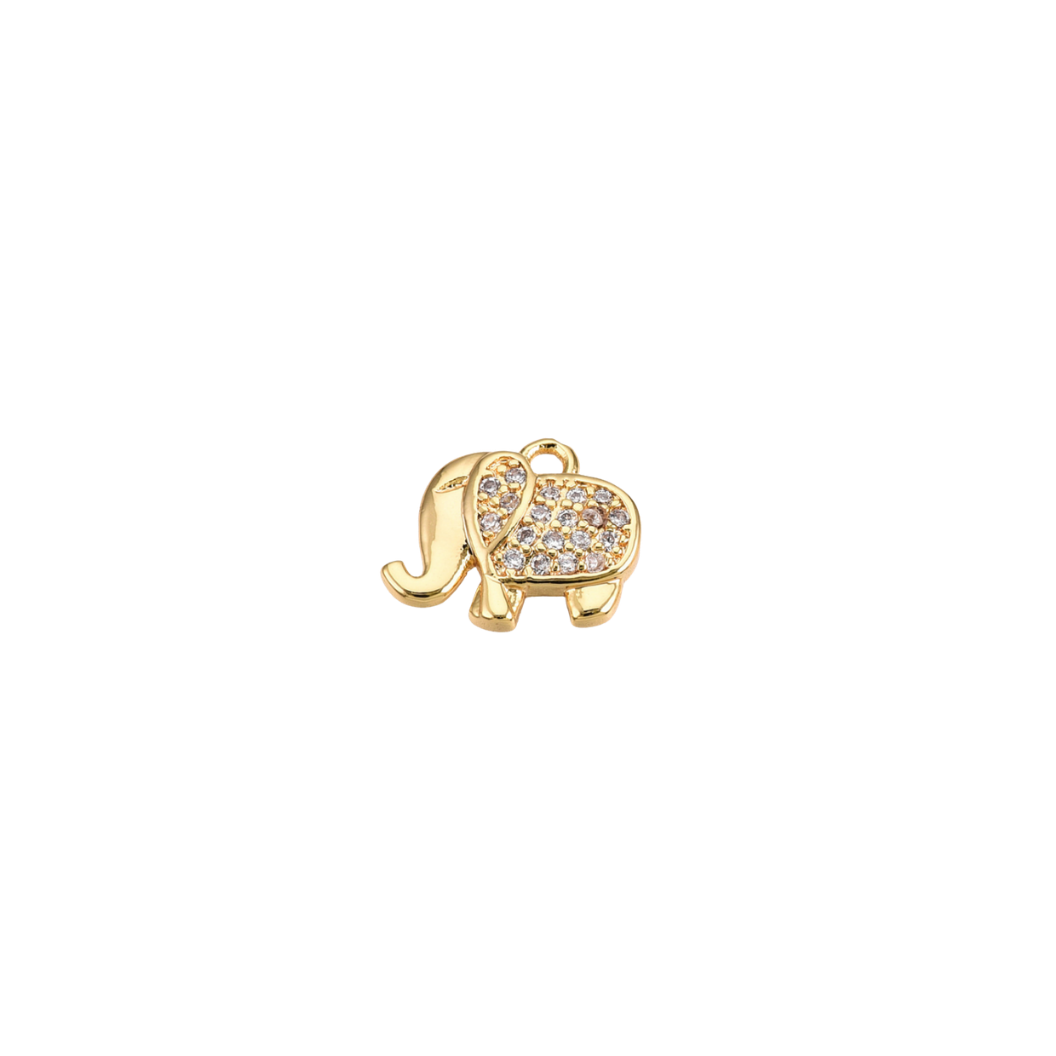 Gold Micro Pave Cubic Zirconia Elephant Charm
