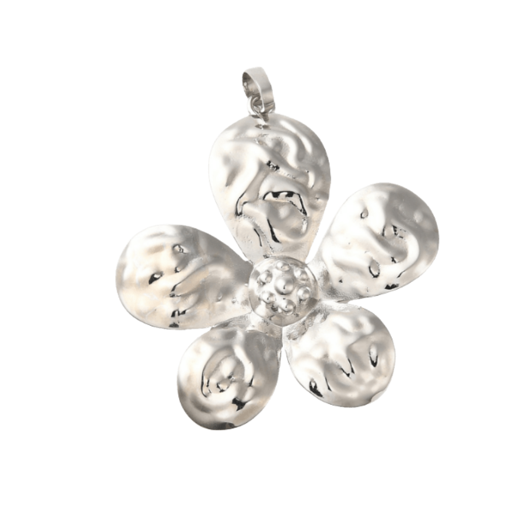 Silver 5 Petal Flower Charm
