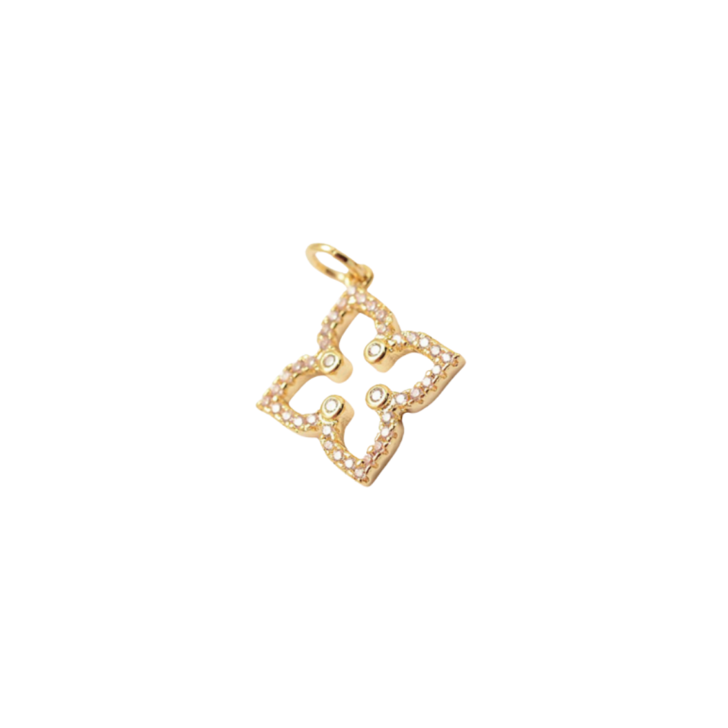 Gold Pave 4-Point Flower Charm