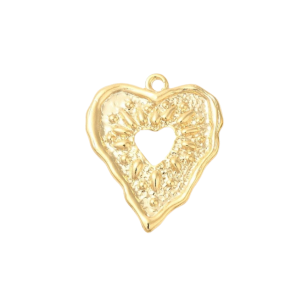 Gold Embossed Heart Charm