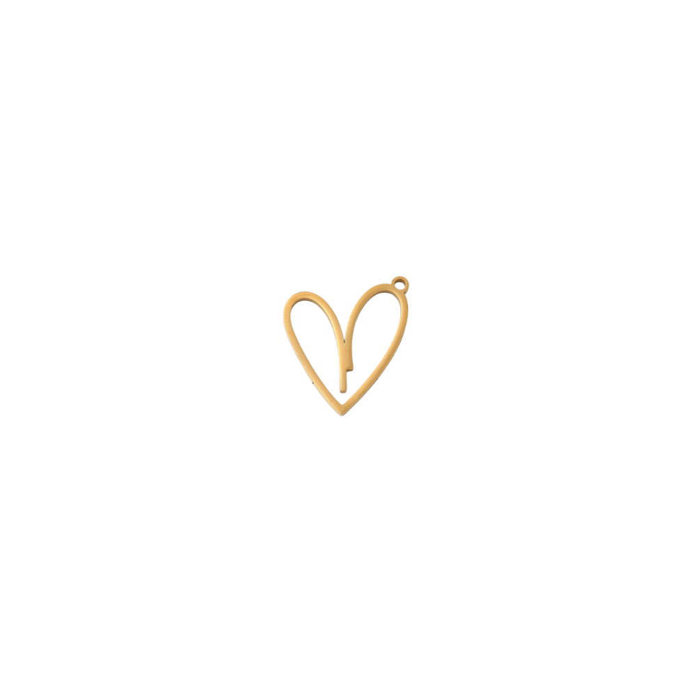 Gold Open Heart Charm - Waterproof Stainless Steel