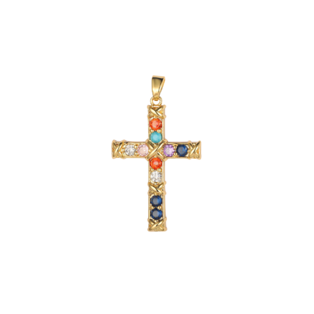 Transparent view of the Gold Jewel Cross Charm