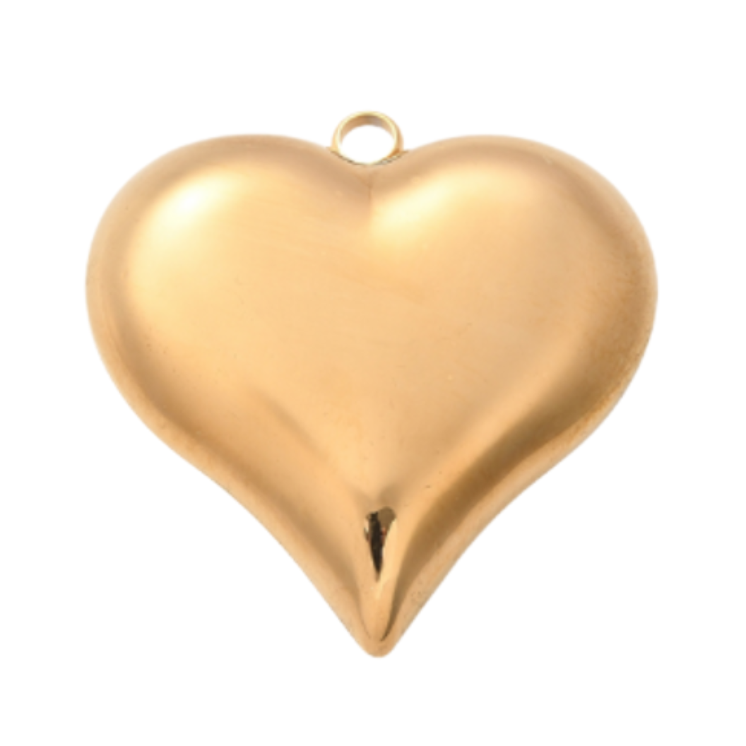 Front view of the Light Gold Puff Heart Charm