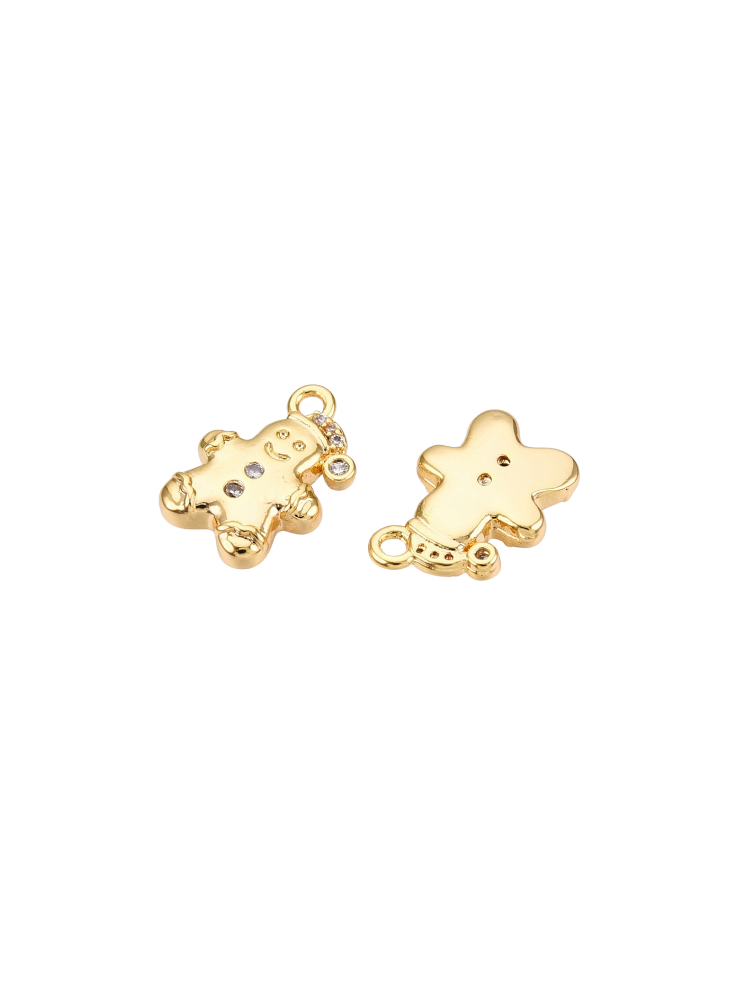 Front & Back View Gold Cubic Zirconia Gingerbread Man