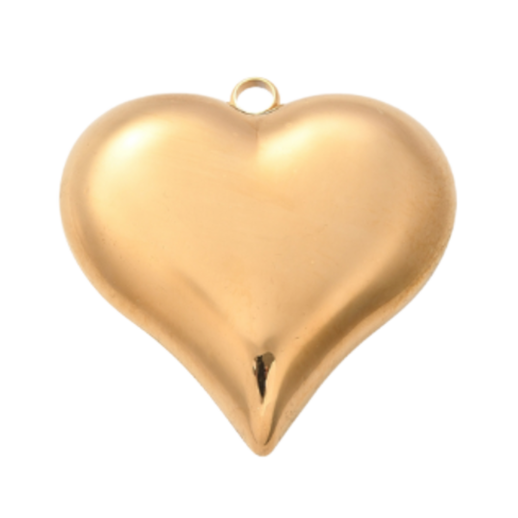 Transparent view of the Light Gold Puff Heart Charm