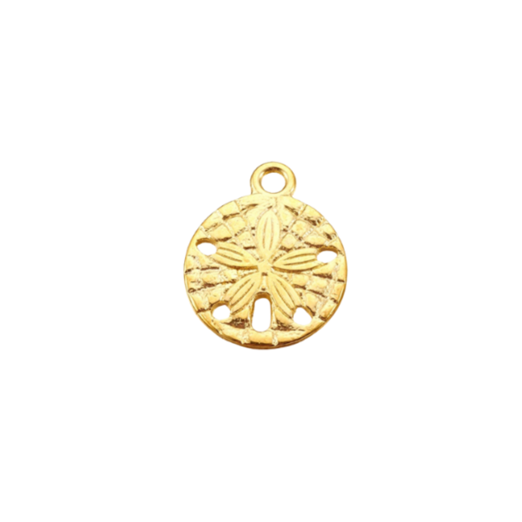 Front view of the Gold Sand Dollar Charm