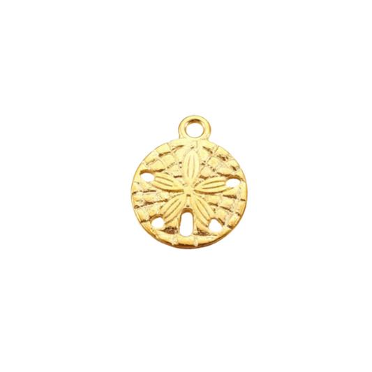 Front view of the Gold Sand Dollar Charm