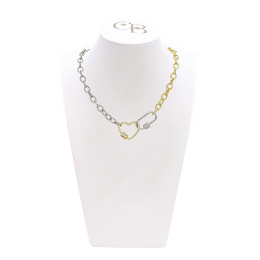 Front view of the Two-Toned Eloise Necklace on CB Bust