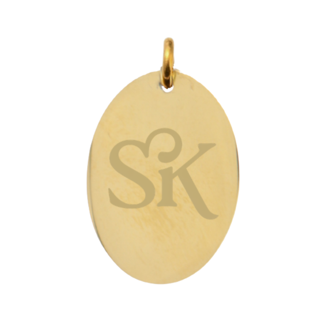 Sigma Kappa Large Gold Oval Sorority Charm - New SK Icon | Waterproof, Hypoallergenic & Tarnish Resistant