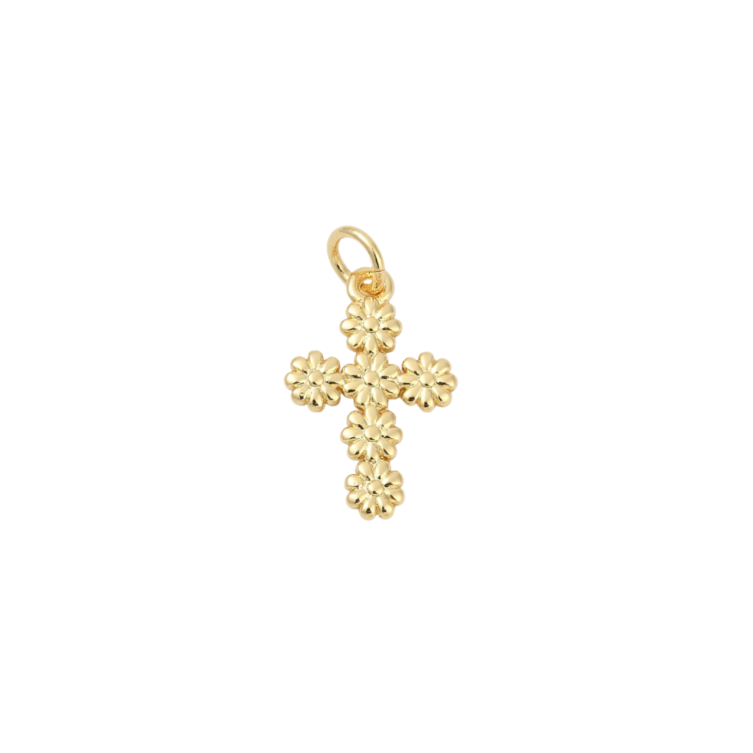 Transparent view of the Gold Daisy Cross Charm