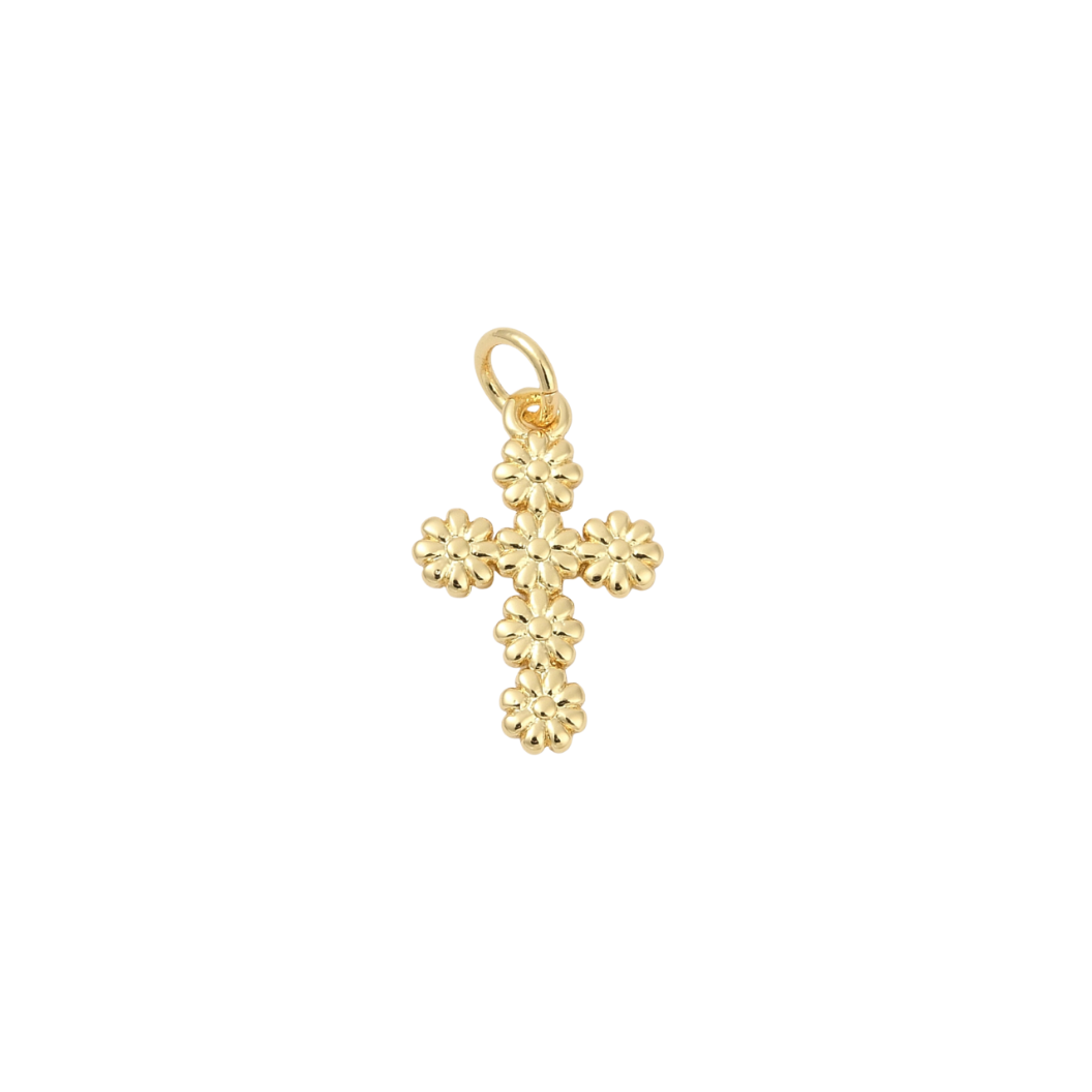 Front view of the Gold Daisy Cross Charm