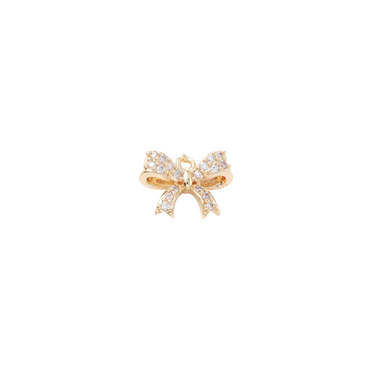 Front view of the Gold Jeweled Bow Charm
