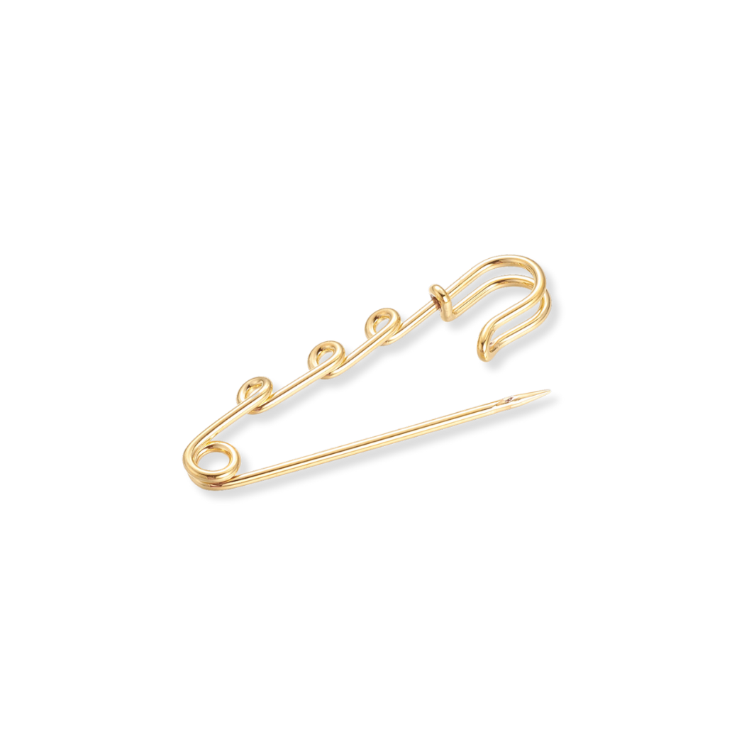 Side view of the Gold Safety Pin Brooch