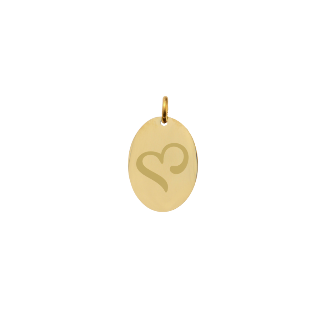 Sigma Kappa Small Gold Oval Sorority Charm - New Heart Logo | Waterproof, Hypoallergenic & Tarnish Resistant