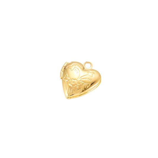 Front view of the Gold Vintage Heart Locket Charm