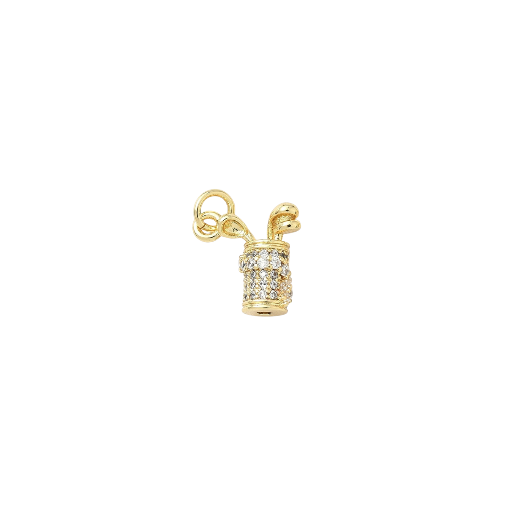 Gold Glitz Golf Bag with Cubic Zirconia Charm