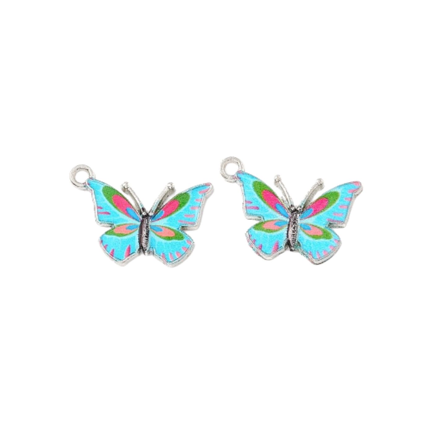 Front of two Silver Blue Butterfly Charm