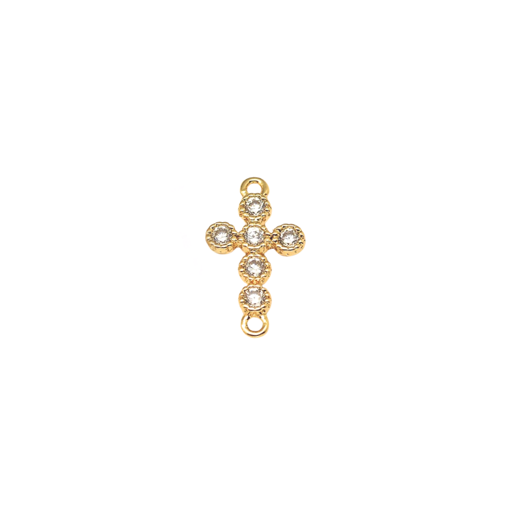 Gold Bubble Rhinestone Connector Cross