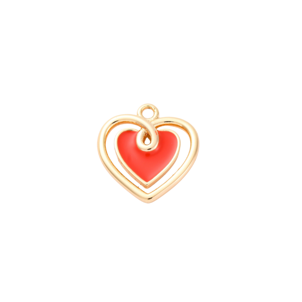 Transparent view of the Gold Amber Glow Heart Charm