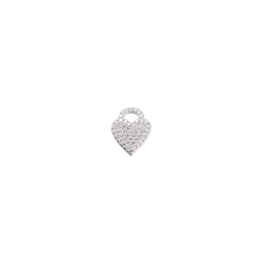 Transparent view of the Silver Sparkle Heart with Cubic Zirconia Charm