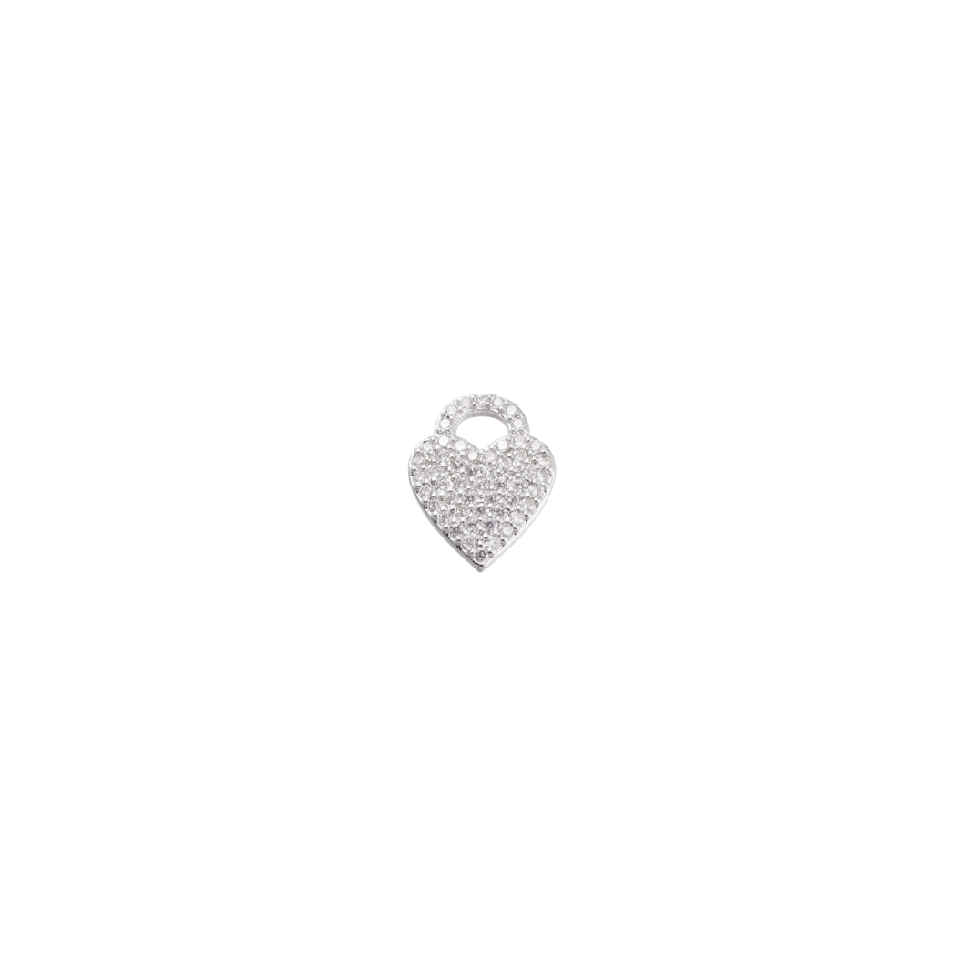 Front view of the Silver Sparkle Heart with Cubic Zirconia Charm
