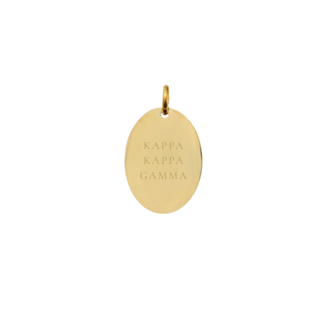 Kappa Kappa Gamma Small Gold Oval Sorority Charm - Full Sorority Name