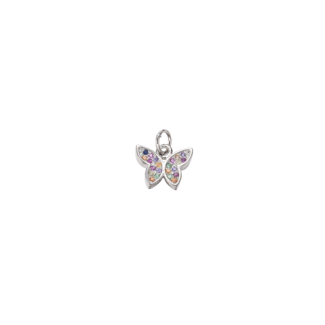Silver Butterfly Prism with Cubic Zirconia Charm