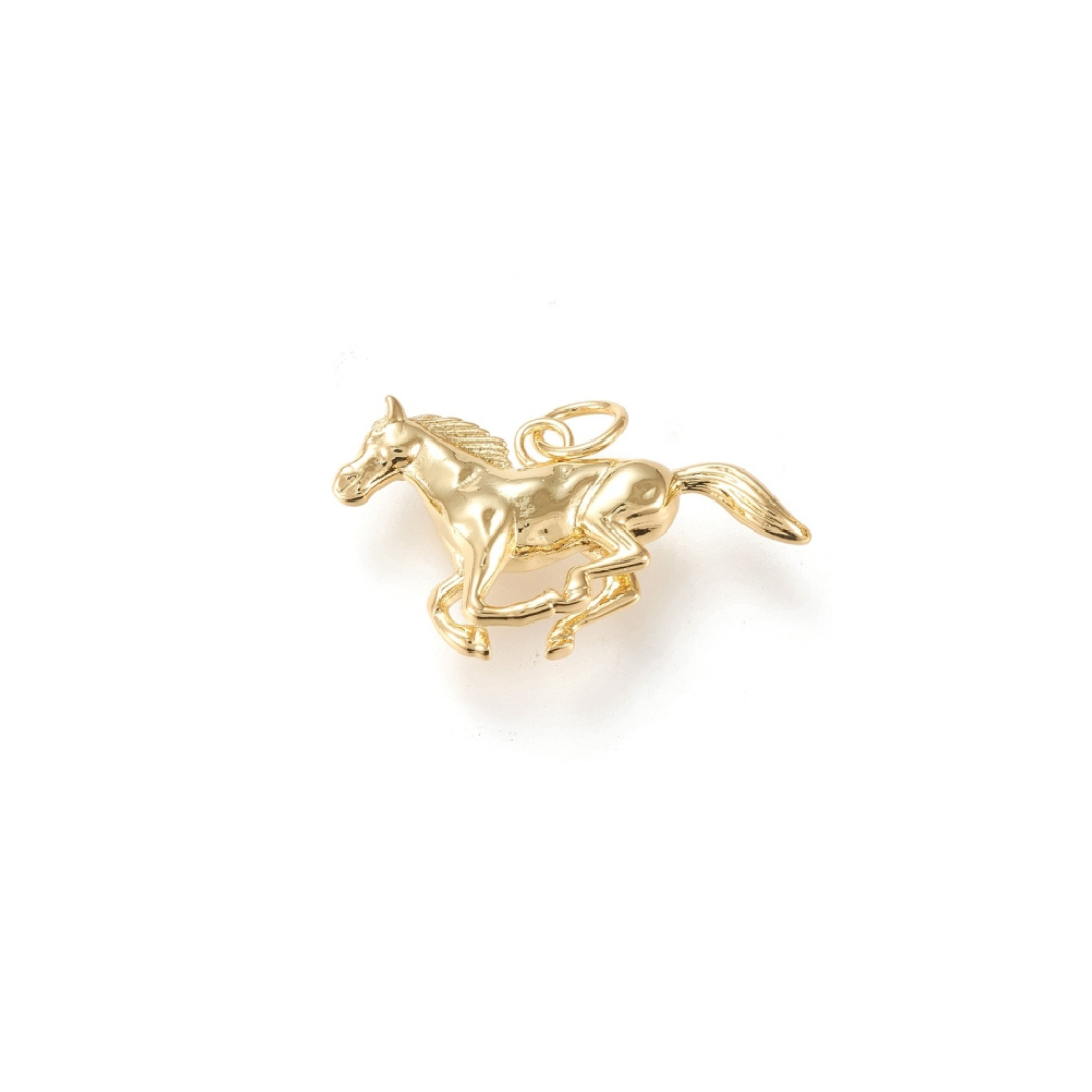 Front view of the Gold Race Horse Charm