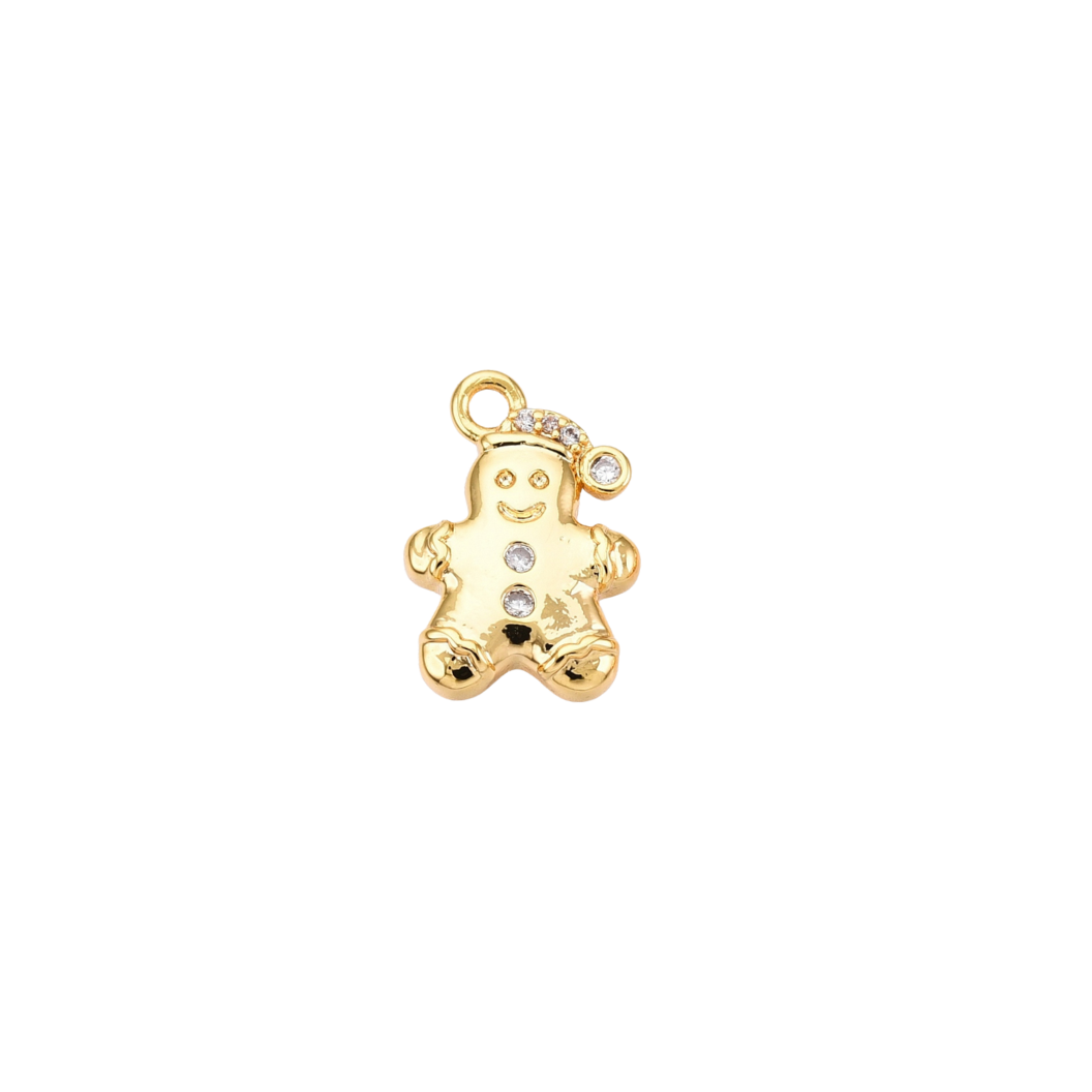 Gold Cubic Zirconia Gingerbread Man transparent