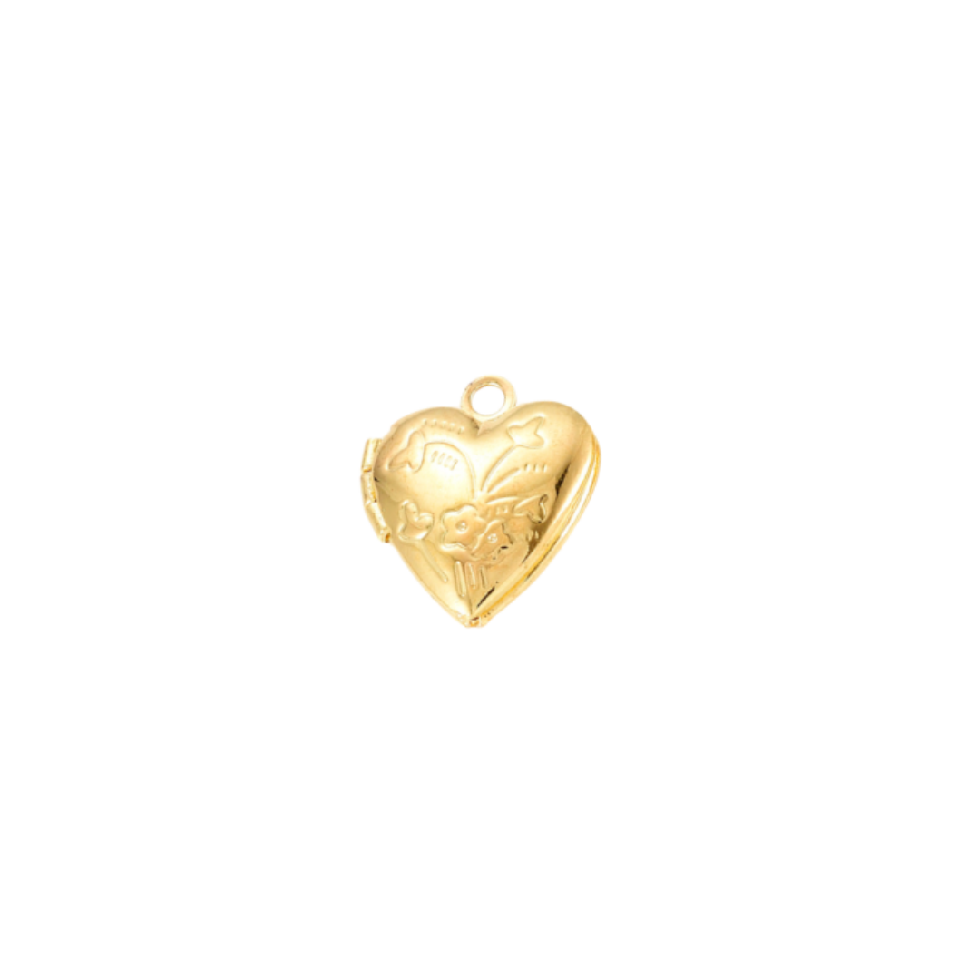 Transparent view of the Gold Vintage Heart Locket Charm