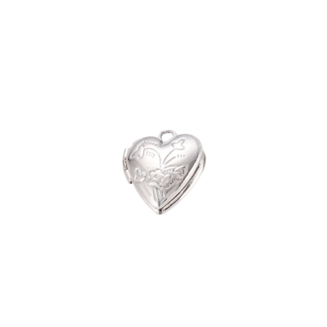 Transparent view of the Silver Vintage Heart Locket Charm