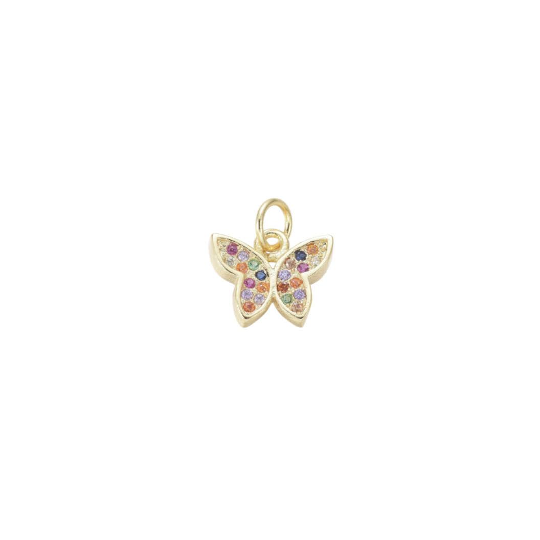 Gold Butterfly Prism with Cubic Zirconia Charm
