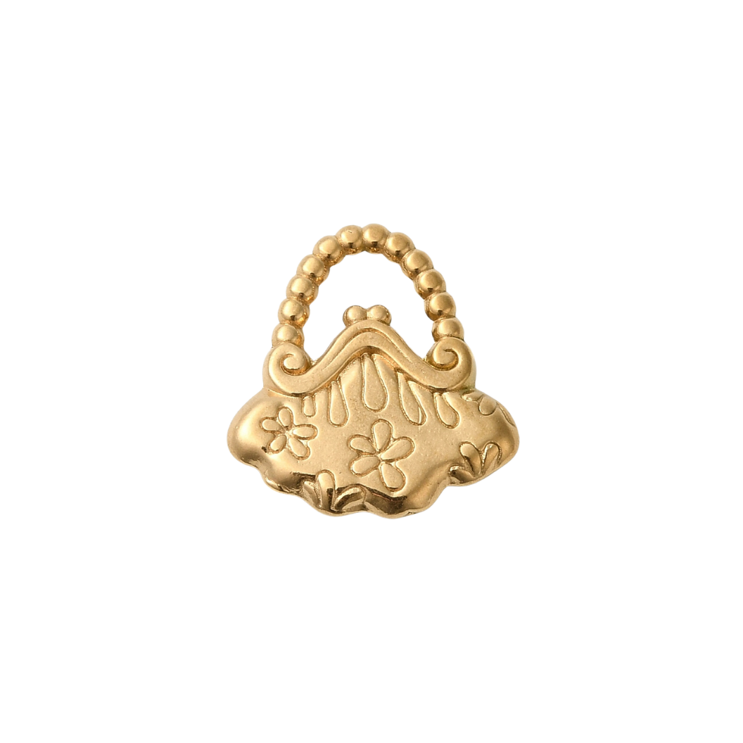 Gold ring with floral designs on a white background