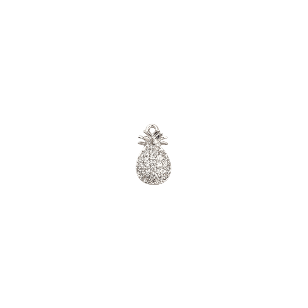Silver pineapple-shaped pendant on a white background