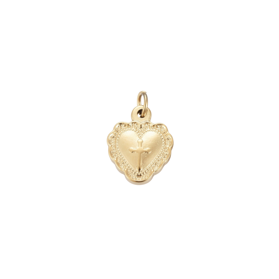 Gold Vintage "Cross My Heart" Charm